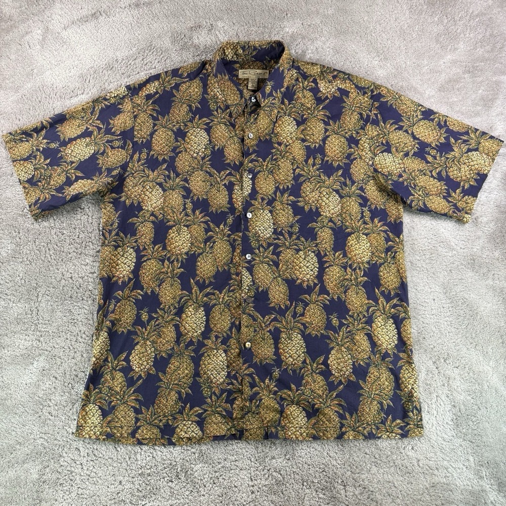Tori Richard Hawaiian Shirt Mens Large Short Sleeve Pineapple Floral Cotton Lawn